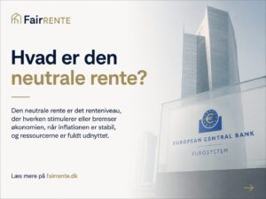 Illustration af den neutrale rente med ECB-logo og forklaring på det renteniveau, der hverken stimulerer eller bremser økonomien.