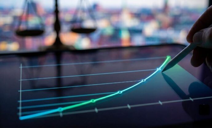 VSO investering hånd med pen peger på opadgående kurve (AI genereret illustration)
